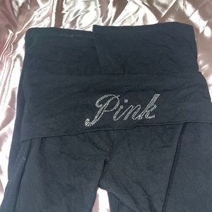 Pink Rhinestone Flare Yoga Pants